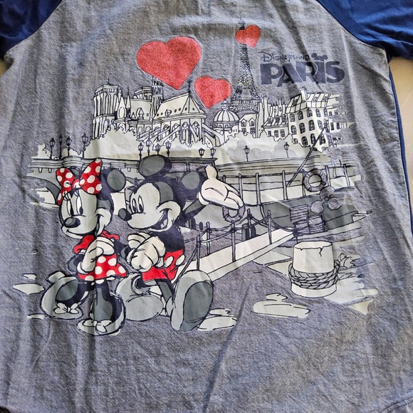 Disneyland Paris T Shirt Minnie Mouse Mickey Paris Graphic Top Raglan M - Picture 1 of 7